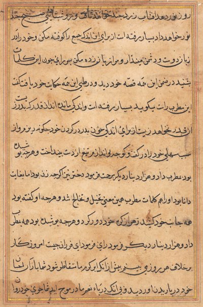 Pagina da Racconti di un pappagallo Tuti-nama: pagina di testo, c. 1560 da Unbekannt