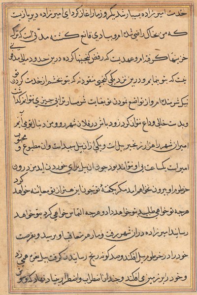 Pagina da Racconti di un pappagallo Tuti-nama: pagina di testo, c. 1560 da Unbekannt