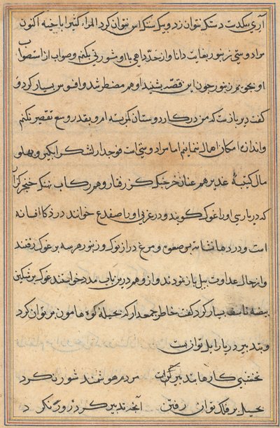 Pagina da Tales of a Parrot Tuti-nama: pagina di testo, c. 1560 da Unbekannt