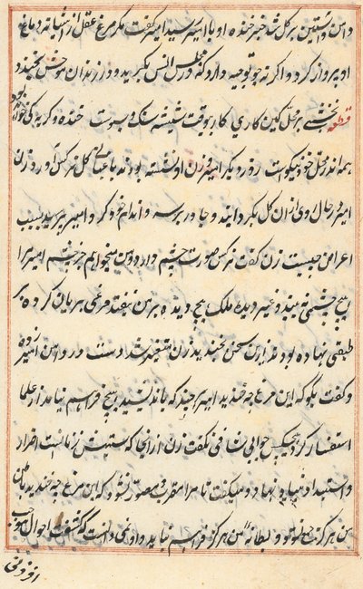 Pagina da Racconti di un pappagallo Tuti-nama: pagina di testo, c. 1560 da Unbekannt