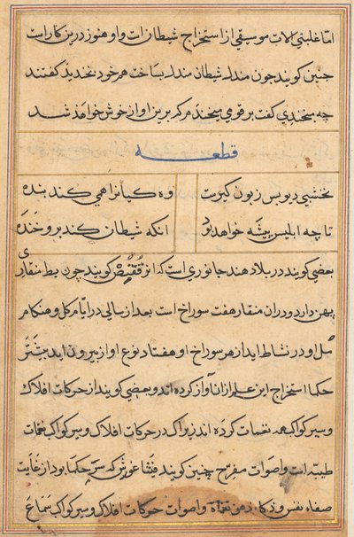 Pagina da Racconti di un pappagallo Tuti-nama: pagina di testo, c. 1560 da Unbekannt