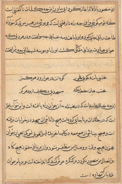 Pagina da Racconti di un pappagallo Tuti-nama: pagina di testo, c. 1560 da Unbekannt