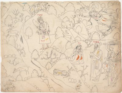 Pagina da una storia del Ramayana dispersa, primo quarto del XIX secolo da Unbekannt