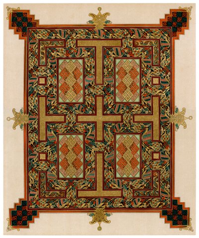 Pagina dai Vangeli di Lindisfarne, 710-721 d.C. da Unbekannt