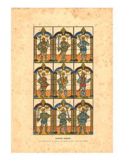 Vetrata dipinta. Due conti sassoni di Mercia e sette conti normanni di Chester, c1845 da Unbekannt