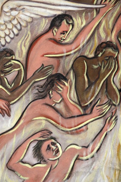 Dipinto. Il Giudizio Universale. Inferno, Aneho, Togo da Unbekannt