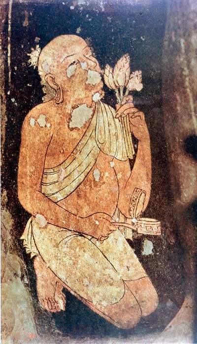 Monaco buddista dalle grotte di Ajanta, India, V-VI secolo da Unbekannt