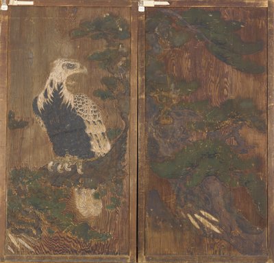 Coppia di porte con aquila su un pino da un lato..., periodo Momoyama, XVII secolo da Unbekannt