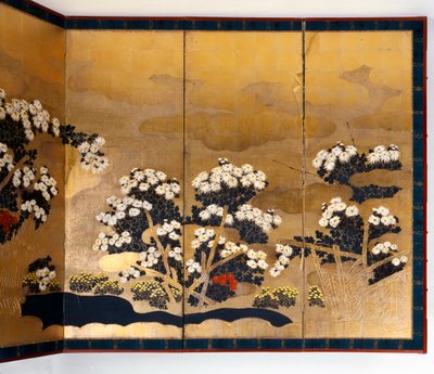 Coppia di schermi con 6 pannelli con sfondo dorato, periodo Edo, giapponese da Unbekannt