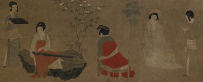 Dame di corte che accordano un qin, dinastia Ming da Unbekannt
