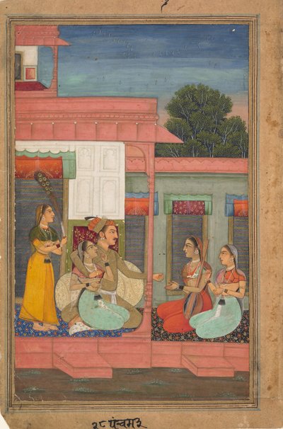 Panchama Ragini: Pagina da una serie Ragamala Ghirlanda di Modi Musicali, ca. 1640 da Unbekannt