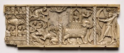 Pannello di un cofanetto con scene di romanzi cortesi, 1330-1350 o successivo da Unbekannt