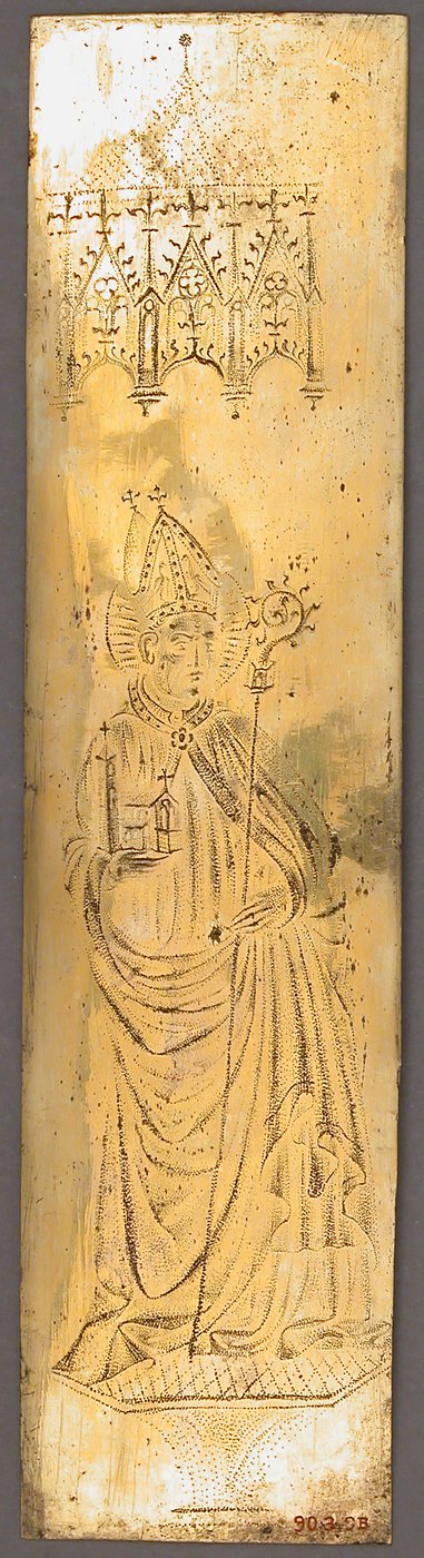 Pannello da un trittico con santo vescovo, tedesco, metà XV secolo da Unbekannt