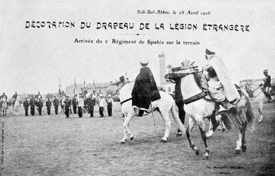 Sfilata della bandiera della Legione Straniera Francese, Sidi Bel Abbes, Algeria, 28 aprile 1906 da Unbekannt