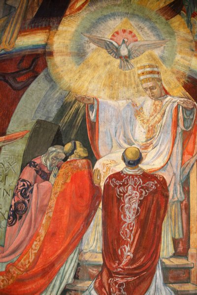 Parigi, Francia, chiesa di Saint-Esprit: Affresco che raffigura l