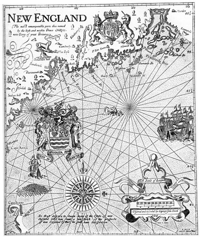 Parte della mappa del New England di Captain John Smith, XVII secolo, c1880 da Unbekannt