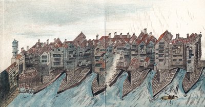 Parte del vecchio ponte di Londra, c1600 da Unbekannt