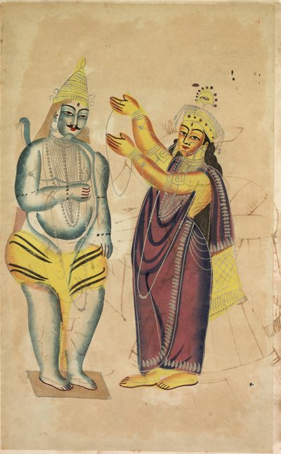 Parvati che Pone una Ghirlanda Nuziale su Shiva, 1800s da Unbekannt
