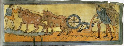 Contadini che arano Miniatura dal Cotton MS Tiberius, XI secolo da Unbekannt