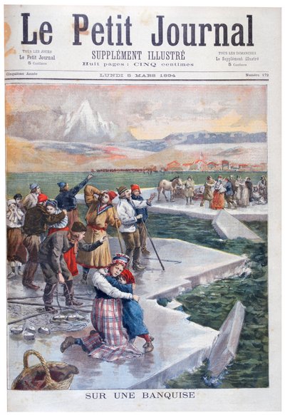 Persone bloccate su banchi di ghiaccio, Finlandia, 1894 da Unbekannt