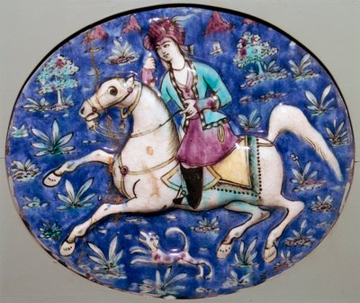 Piastrella persiana che raffigura un cavaliere, XIX secolo da Unbekannt