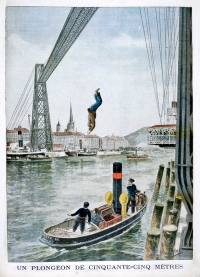 Persona si tuffa da 55 metri dal lato di porto, Rouen, 1901 da Unbekannt
