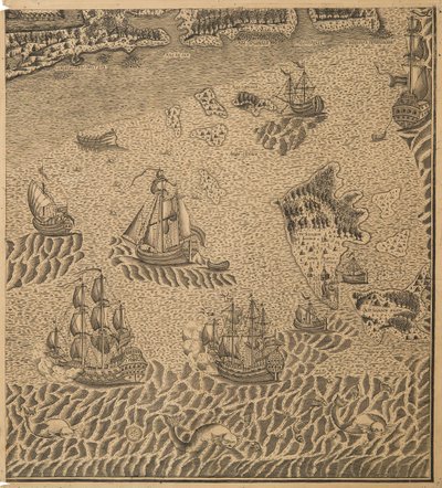 La Flotta di Pietro il Grande nella Baia di Onega, ca 1707 da Unbekannt