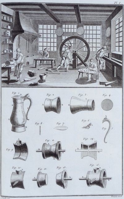 Produzione di peltro, c. 1750 da Unbekannt