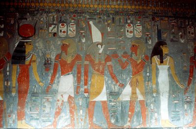 Faraone Horemheb con la dea Iside e il dio Horus, Antico Egitto, XIV secolo a.C. da Unbekannt