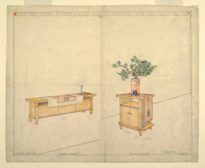 Panca per pianoforte e taboretto, residenza di Henry J. Allen, Wichita, KA, 1917 da Unbekannt