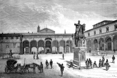 Piazza e chiesa della Santissima Annunziata, Firenze, Italia, 1882 da Unbekannt