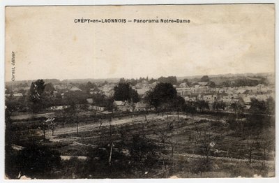 Piccardia, Aisne (02), Crepy in Laonnois (Crepy-en-Laonnois): panorama di Notre-Dame - Cartolina fine XIX-inizio XX secolo da Unbekannt