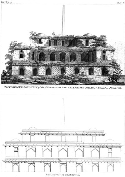 Elevazione pittoresca dello Shikar Gah e del celebre pilastro a Delhi, giugno 1797 1799 da Unbekannt