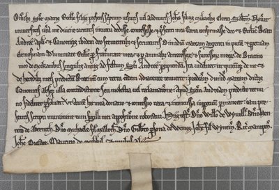 Pittance writ: Carta che concede elemosine alla Chiesa di Sant