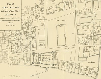 Piano di Fort William e parte della città di Calcutta da Unbekannt