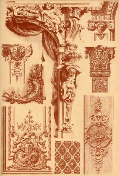 Ornamenti in gesso, Francia, XVII e XVIII secolo, 1898 da Unbekannt