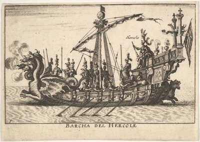 Tavola 1: Nave di Ercole, con prua a forma di drago ed Ercole a bordo, 1664 da Unbekannt