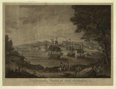 Battaglia navale di Plattsburgh sul Lago Champlain, flotta americana comandata da Thomas Macdonough che sconfigge la flotta britannica, 11 settembre da Unbekannt