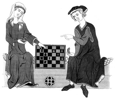 Giocando a scacchi, XIII secolo 1849 da Unbekannt