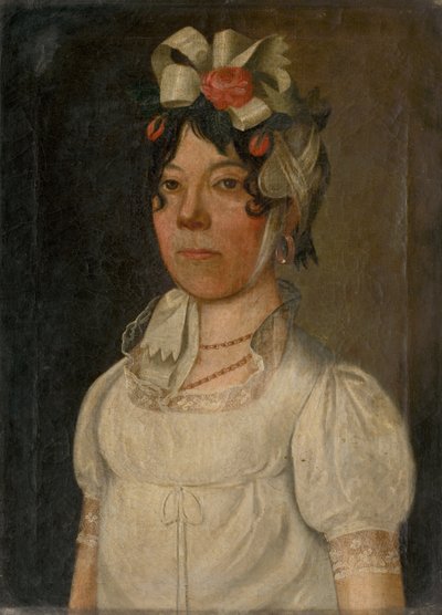 Ritratto di giovane donna in abito bianco da Unbekannt