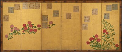 Carte di poesie e rose, periodo Edo, 1615-1868 da Unbekannt