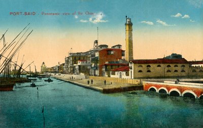 Port-Said - Vista panoramica del molo, c1918-c1939 da Unbekannt