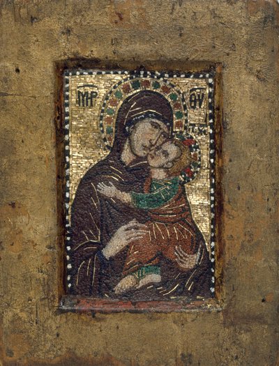Icona portatile con la Vergine Eleousa, bizantina, primi del 1300 da Unbekannt