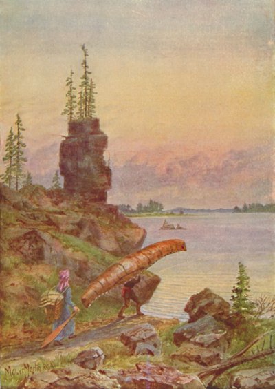 Portage e canoa di corteccia di betulla, 1924 da Unbekannt