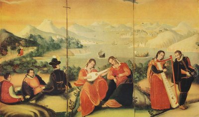 Parte di uno schermo pieghevole giapponese del periodo Keicho, c1600, 1936 da Unbekannt