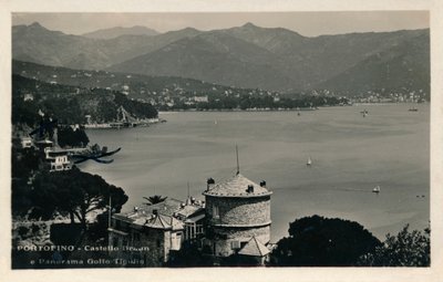 Portofino - Castello Brown e panorama del Golfo del Tigullio, c1900 da Unbekannt