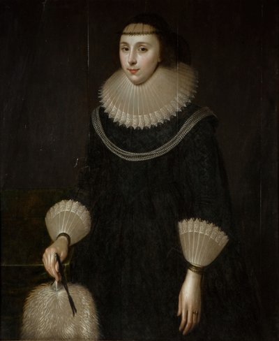 Ritratto di una signora con un ventaglio, 1600-1650 da Unbekannt