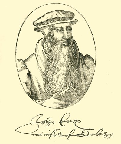 Ritratto e autografo di John Knox, c1550-1560, 1890 da Unbekannt