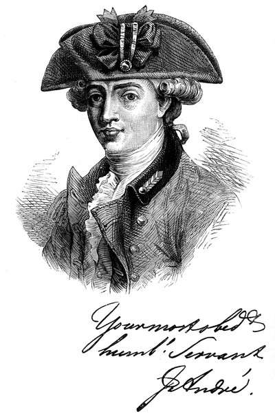 Ritratto e Autografo del Maggiore John Andre, Soldato e Spia Britannico del XVIII secolo, c1880 da Unbekannt