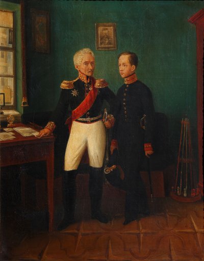 Ritratto del Generale Fyodor Grigoryevich Friedrich August Goldgeuer con il figlio Mikhail da Unbekannt